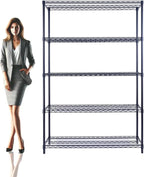 48"x24"x72" Black 5-Tier Premium Wire Shelving NSF 4000 LBS MAX Capacity Heavy Duty Steel Storage Rack for Warehouses, Garages, Hospitals, Commercial Spaces, & Schools w/Premium Wheels