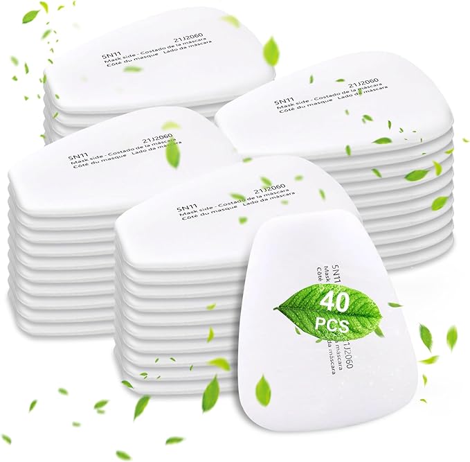 40PCS 5N11 Respirator Filter Cotton, Replacement Particulate Filter Cotton for 6200, 6502, 7502, 6800, and FF402 Series Respirator Mask, Respirator Filter Against Dust, Paint, Spray