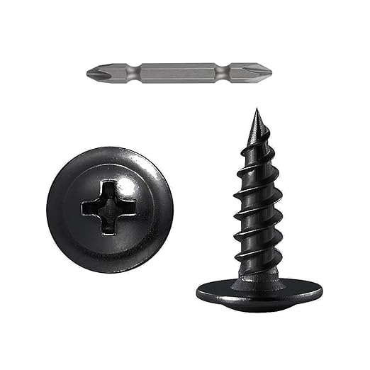 (300 pcs)#8×3/4" Black Truss Head Wood Screws Quick Metal Self Tapping Zinc Oxide