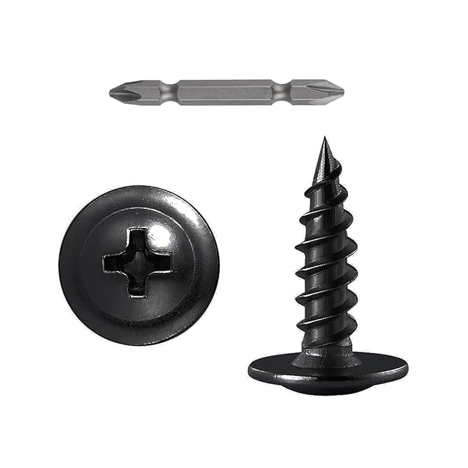 (300 pcs) Wensilon #10×5/8" Black Phillips Truss Head Wood Screws Quick Metal Self Tapping