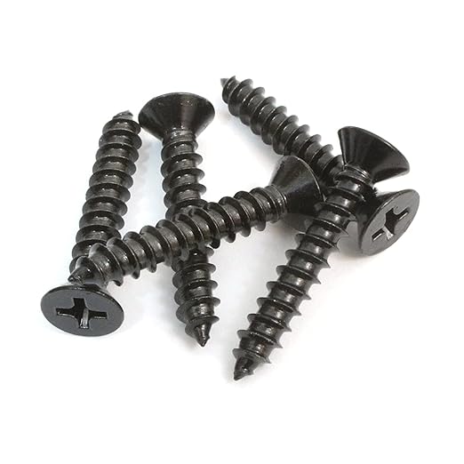 Bolt Dropper #6 x 1/2 Inch Wood Screws, Pack of 100 - Black Xylan Coated Stainless Steel Flat Head Phillips Screw - Corrosion Resistant for Wood, Drywall Applications, and Outdoor Use