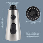 iFealClear Universal Metal Kitchen Faucet Head Replacement, Pull Down Kitchen Sink Faucet Sprayer Head, Compatible with Moen, Delta, American Standard Faucets,15 Adapters, 3 Modes, Brushed Nickel