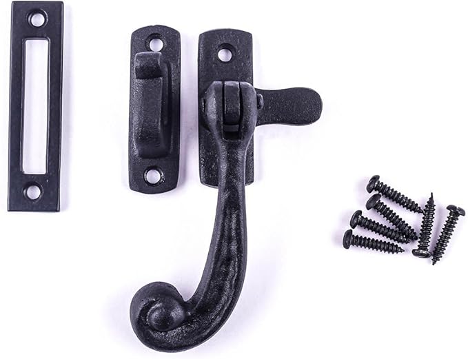 Renovators Supply Manufacturing Window Sash Lock 3.75 in. Wrought Iron Traditional Window Locks with Mounting Hardware (Pack of 4)
