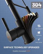 APPASO Bronze Kitchen Faucet with Soap Dispenser, ORB Pull Down Kitchen Sink Faucet, SUS304 Stainless Steel Single Handle High Arc Spring Faucet, Oil Rubbed Bronze