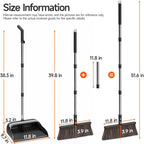 Broom and Dustpan Set for Home, Extra Brush Head & 51.6" Adjustable Long Handle, with Comb Teeth for Pet Hair, Lightweight Indoor Sweeping Kit for Hardwood Floor