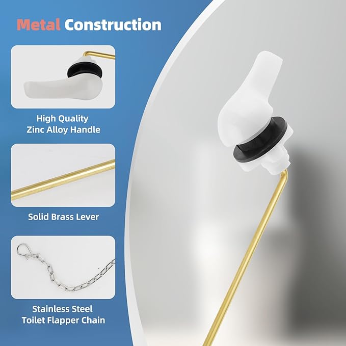 iFealClear Universal Toilet Handle - Front Mount Flush Lever, Solid Brass, White & Easy to Install - Fits Most Toilets