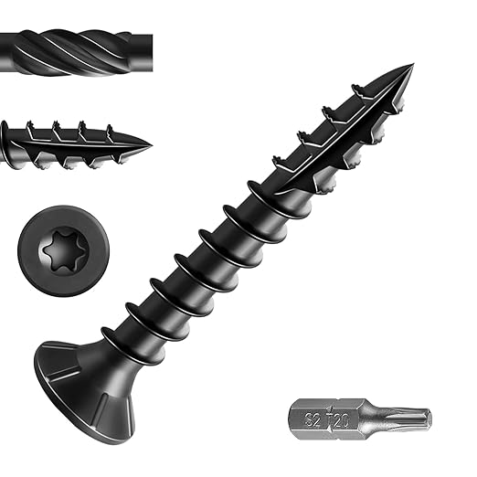 #8 * 1-5/8" Black Deck Screws, (2833pcs) 15 lbs.Exterior Wood Screws, Rust Resistant epoxy Coated, Bronze, T20 Star Bit