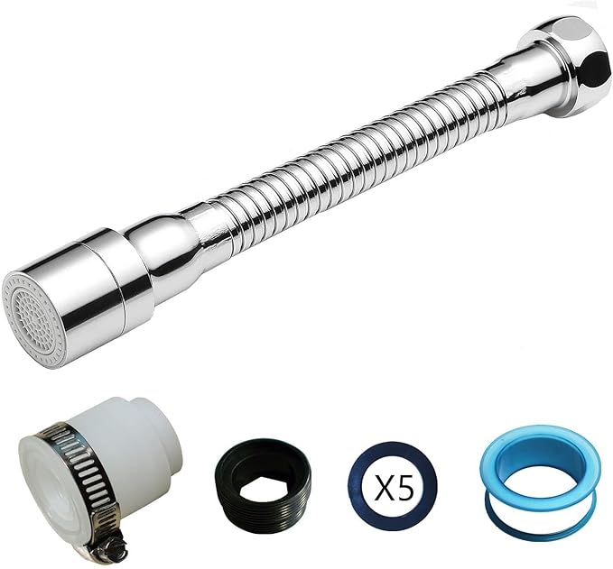 Metal Faucet Sprayer Attachment Sink Aerator Swivel Extender For Kitchen Tap Cold Hot Water (Silver ）