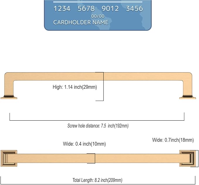 6 Pack 7.5 Inch Cabinet Handles Champagne Bronze Pulls Kitchen Hardware Gold Dresser Pulls for Cabinets