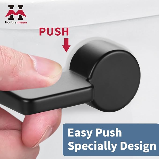 Houtingmaan Toilet Handle Replacement Kit,Toilet Handle Lever for Most Front Mount Toilets, Universal Brass Toliet Flush Handle Lever with Stainless Steel Flapper Chain,Black