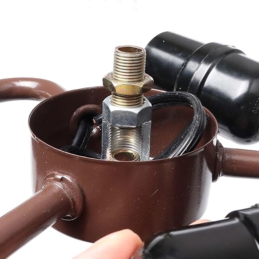 Bieye SC01 E26 Light Socket Cluster with Pull Chain Switch and Electrical Wiring Accessories (2-Light, Brown)