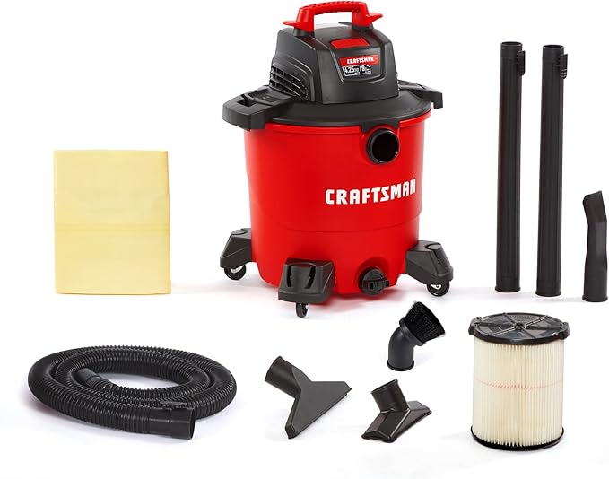CRAFTSMAN CMXEVBE18690 9 Gallon 4.25 Peak HP Wet/Dry Shop Vac, Portable Shop Vacuum Wet and Dry with Filter, Dust Bag, Dusting Brush, Hose and Attachments for Home, Garage and Automotive Cleaning