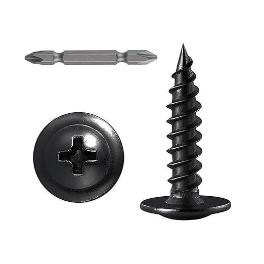 (250 pcs)#8×1" Black Truss Head Wood Screws Quick Metal Self Tapping Zinc Oxide