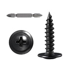 (300 pcs) Wensilon #10×3/4" Black Phillips Truss Head Wood Screws Quick Metal Self Tapping