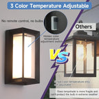 Outdoor Wall Lights LED 3 Color Outdoor Light Fixture Wall Mount Exterior Lights 2100Lm IP65 Exterior Wall Sconce,Rustproof Sconce with Double Shade,Matte Black Light for Porch 1 Pack