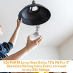 75W Par30 Halogen Flood Light Bulbs 120V,Par30 Long Neck Halogen Bulbs E26 Base,Dimmable 2700K Warm White Halogen Light Bulb 6 Pack for 5-6in Recessed/Ceiling Cans/Accent/Tracking Lighting