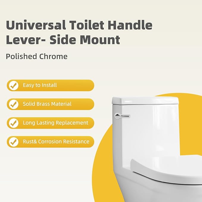 iFealClear Universal Side Toilet Flush Hnadle Replacement, Angle Mount Toilet Handle Replacement Compatible with Kohler, American Standard, TOTO, Mansfield, Solid Brass, Chrome