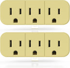 ELEGRP 2 to 3 Prong Grounded Triple Outlet Extender, Adapter Converters for Wall Outlets, Portable Polarized Wall Plug Splitter With 3 AC Outlets, ETL Listed, 2 Pack