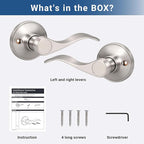 Knobonly 2 Pack Single Side Closet Door Handles, Non-Turning Right and Left Satin Nickel Dummy Door Handle, Door Handle no Lock, Zinc Alloy