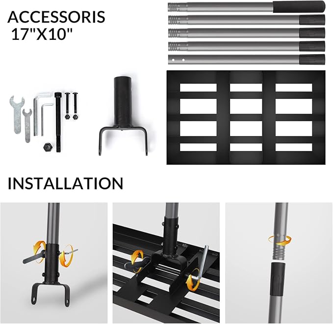 Walensee Lawn Leveling Rake, 6.5FT 17"x10" Levelawn Tool, Heavy Duty Effort Saving Lawn Level Tool, Stainless Steel Handle Lawn Leveler for Yard Garden Golf Course, Ease Level Soil Sand Dirt Surfaces