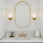 Gold Wall Sconces Vintage Bathroom Vanity Light Fixtures Frosted Milk Glass & Brass Base Indoor Wall Mount Light for Living Room,Bedroom, Bathroom, Mirror, Hallway, Stairway (Bulb not Included)