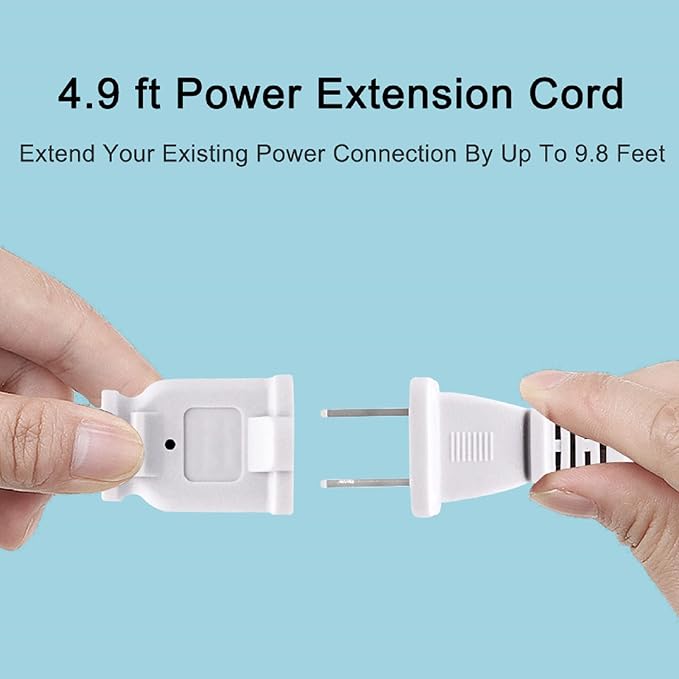 2Pack 2 Prong Extension Cord 5ft,Indoor Small and Slim Power Cable Male/Female,Lightweight Design for Decor Use, Christmas Lights & Home Appliances,White