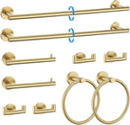 10-Piece Brushed Gold Towel Bar Set Bathroom Hardware Set Include 23.6in Towel Bar Toilet Paper Holder Towel Ring Upgraded Towel Hooks Towel Holder Set for Bathroom Stainless Steel Wall-Mounted