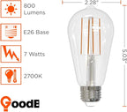 GoodBulb 7 Watt Nostalgic ST18 Light Bulbs LED Restaurant Bulb with E26 Medium Base 2700K Warm White 800 Lumens Restaurant Light Bulbs 10 Pack