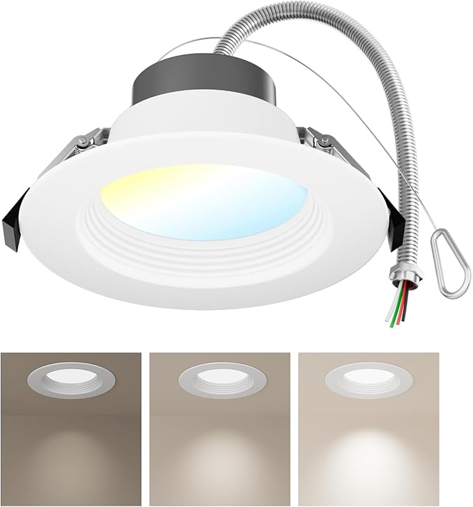 Amico 6 Inch Commercial LED Recessed Downlight, 12W/17W/22W Adjustable, 5CCT (2700K-5000K), 120-277V, CRI 90+, 0-10V Dimmable, Canless Ceiling Light, ETL & FCC Certified