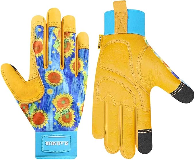 Leather-Gardening-Gloves for Women,Thorn-Proof Work-Gloves for Weeding,Digging,Planting,Pruning Yard garden Gloves