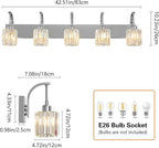 5-Light Crystal Vanity Light, Modern Chrome Bathroom Wall Sconce with K9 Crystal Shades, 42.51" Long Over Mirror Lighting for Vanity, Makeup, Hallway, Elegant & Easy Installation