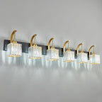 Crystal Vanity Lights 6-Light Black Gold Bathroom Vanity Lights Modern Crystal Bathroom Light Fixtures Over Mirror 51.18" Long Vanity Light for Bathroom