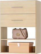 ROOMTEC 31.5" 2 Drawer Short Tower Closet Unit, Modular Closet System with Drawers and Shelf, Wardrobe Organizer for Bedroom or Walk-in Closet, Wall Mounted, Customizable Clothes Storage Unit, Wood