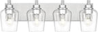 Bathroom Light Fixtures, 4-Light Modern Vanity Light with Clear Glass Wine Glass-Shaped Shade, Vanity Lighting Fixtures Over Mirror, Brushed Nickel, VL155-BN-4