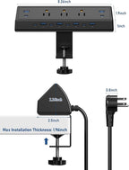 Jgstkcity 130W Desk Clamp Power Strip, 12 USB Ports (6 PD 65W USB-C),Surge Protector,ETL Listed Power Hub Extension Cord,Fast Charging Station for Home Office Desk Edge Mount (Black, 12 USB-130W)