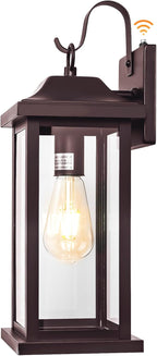 Dusk to Dawn Outdoor Lighting for House 17 Inch Large 1-Pack, Oil Rubbed Bronze Exterior Light Fixture for Front Porch Light with Clear Tempered Glass Waterproof Outside Wall Mounted Lamp