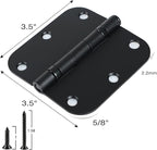 42 Pack Ball Bearing Door Hinges Matte Black 3.5 Inch 5/8"Radius Round Anti Squeak Interior 3-1/2"Flat Iron Bifold Standard Office Bedroom Indoor for Doors 3 ½" Hardware Control Home Decor Essentials