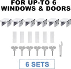 Sliding Window Locks for Up and Down Windows,Easy to Install Vertical & Horizontal Window Security Locks,Adjustable Aluminum Window Stopper Lock (6 Sets)