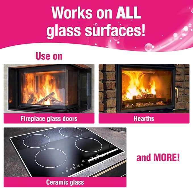 Quick 'n Brite Fireplace Glass Cleaner 24oz, Nonabrasive Cleaning Spray for Oven, Cooktops, Ceramic-Glass, Microwave Glass (Pack of 2)