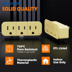ELEGRP 2 to 3 Prong Grounded Triple Outlet Extender, Adapter Converters for Wall Outlets, Portable Polarized Wall Plug Splitter With 3 AC Outlets, ETL Listed, 2 Pack