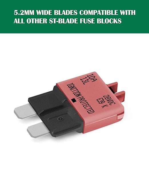 LENKRAD Automotive 10 Amp ATC/ATO Resettable Fuse 10A Manual Reset Standard Blade 10Amp Fuses Manual-Reset Circuit Breaker for Car Truck RV Marine Boat Trolling Motorhome, 5 Pack