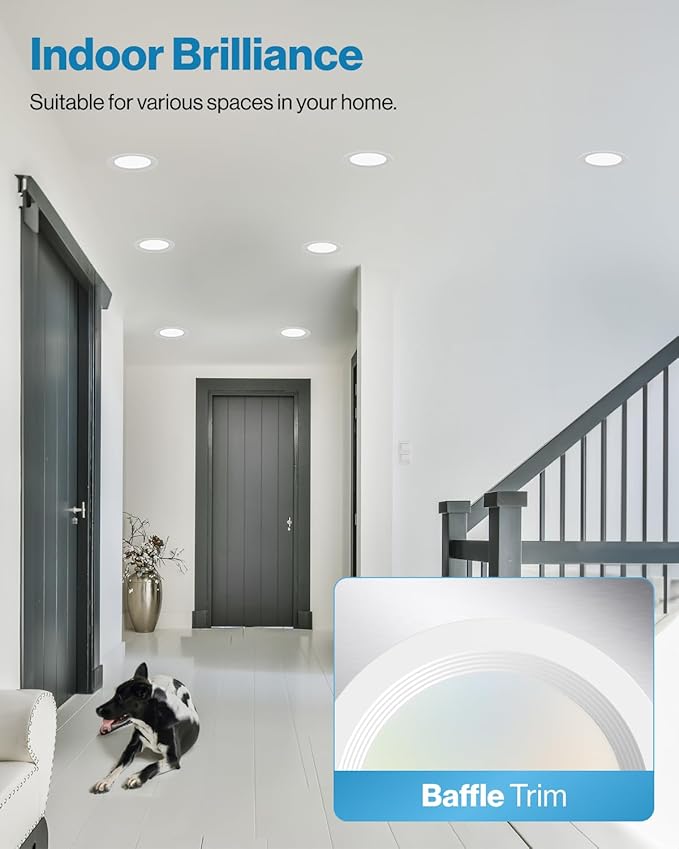 Sunco 12 Pack 6 Inch LED Recessed Light, Ceiling Canless Recessed Lights, Baffle Trim, 850 LM, 14W, Selectable CCT 2700K/3000K/4000K/5000K/6000K, Dimmable, Wafer Thin with Junction Box