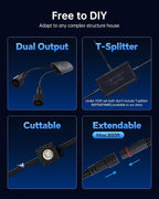 ASAHOM Permanent Outdoor Light Pro S108C, 150FT with 108 RGBCW 70lm LED, WLED Integration, AI Lighting, 30000 Lighting Effect Combination, IP67 Waterproof for Halloween Christmas Daily Decor, Black