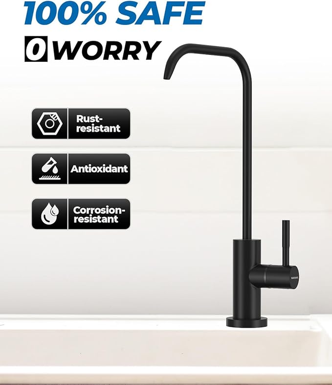 WEWE Drinking Water Faucet, Lead-Free Kitchen Water Filter Faucet for Reverse Osmosis or Water Filtration System, RO Faucet, Matte Black