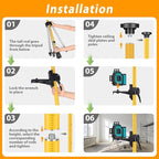 Takamine Ft./3.7m Telescoping Pole with Adjustable Laser Level Tripod, 1/4-Inch by 20-Inch Laser Pole Mount for Rotating Laser Levels Includes 5/8"-11 Adapter Nut