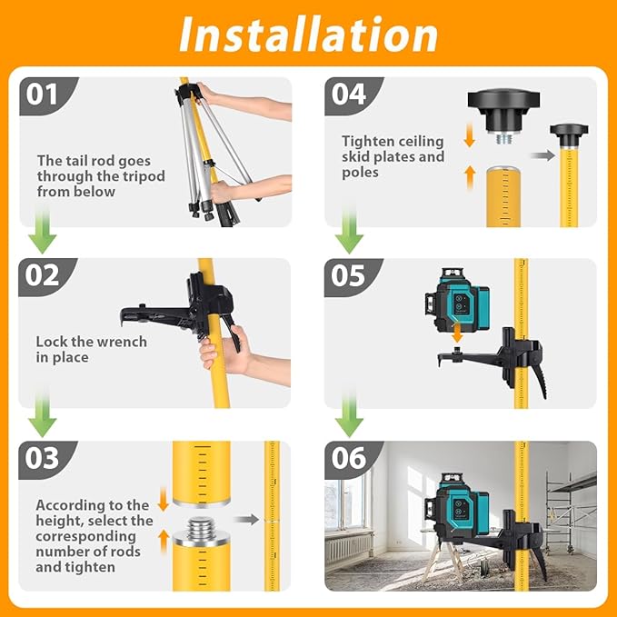 Takamine Ft./3.7m Telescoping Pole with Adjustable Laser Level Tripod, 1/4-Inch by 20-Inch Laser Pole Mount for Rotating Laser Levels Includes 5/8"-11 Adapter Nut
