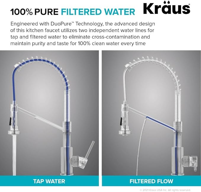 KRAUS Bolden 2-in-1 Commercial Style Pull Down Single Handle Water Filter Kitchen Faucet for Reverse Osmosis or Water Filtration System in Spot-Free Antique Champagne Bronze, KFF-1610SFACB