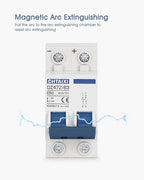 DC Miniature Circuit Breaker, 2 Pole 500V 50 Amp Isolator for Solar PV System, Thermal Magnetic Trip, DIN Rail Mount, Chtaixi DC Disconnect Switch C50