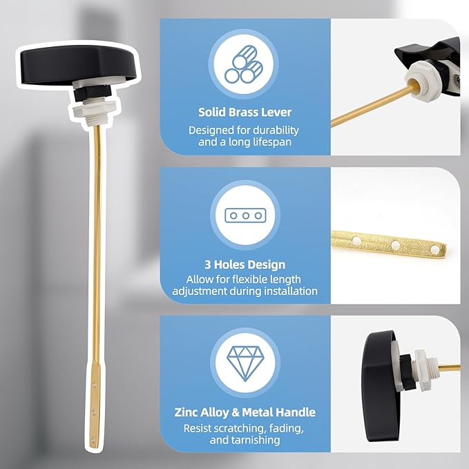 Hibbent 2 Pack Toilet Handle Replacement Compatible with TOTOTHU004-CP Trip Lvr for ST701, CST854, Side Mount Toilet Flush Handle, Tank Flush Lever, Matte Black