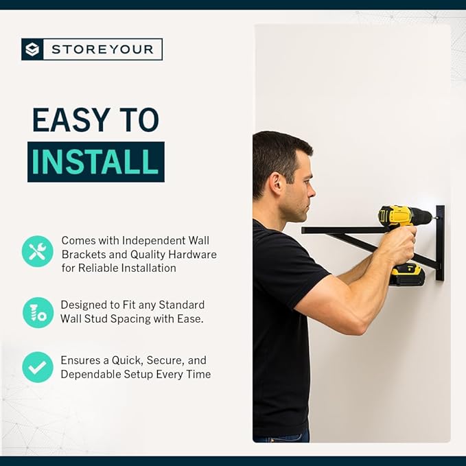 StoreYourBoard 2-Pack Heavy Duty Wall Shelves 1ft x 2ft – Wall-Mounted Garage Storage Shelving and Organization for Sheds, Closets, or Utility Rooms – Holds 200 lbs - Black